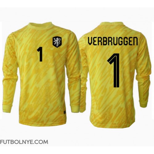 Camiseta Países Bajos Bart Verbruggen #1 Portero Visitante Equipación Eurocopa 2024 manga larga